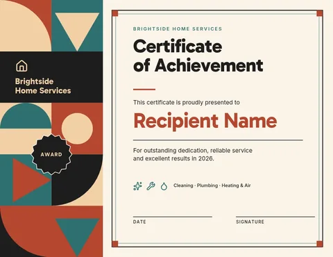 Quilt Panel Service Award – Certificate template