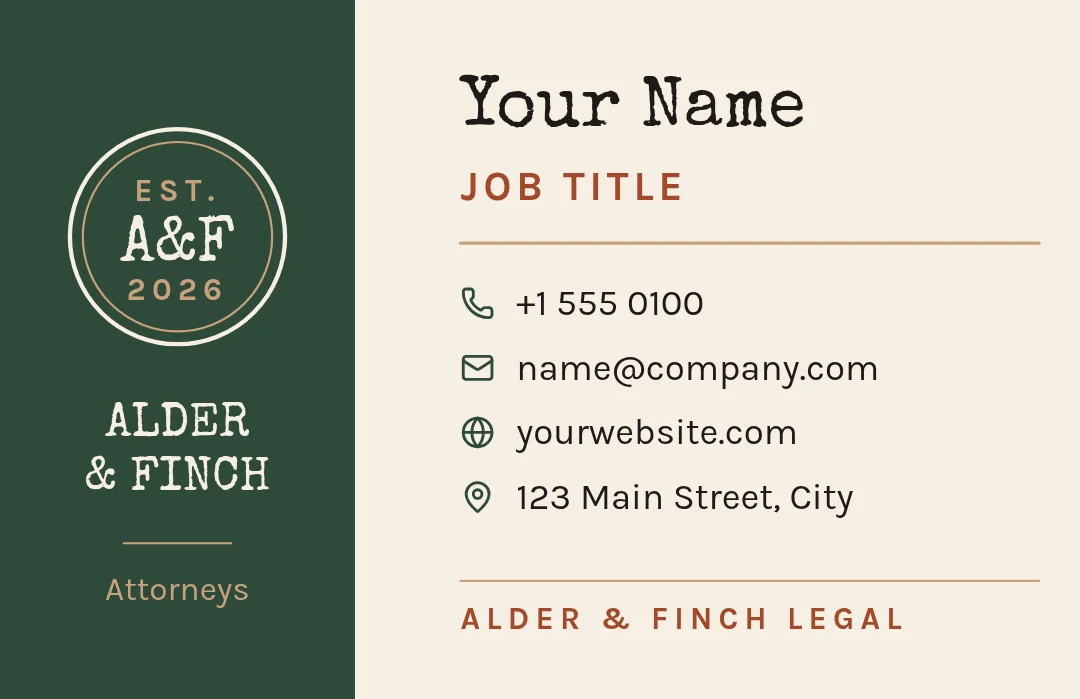 Kraft Seal Law Card – Business card template, page 1