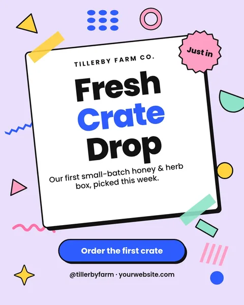Tilted Crate Confetti Launch – Instagram post template