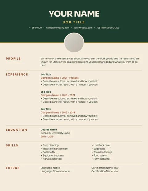 Forest Seam Field Résumé – Résumé template