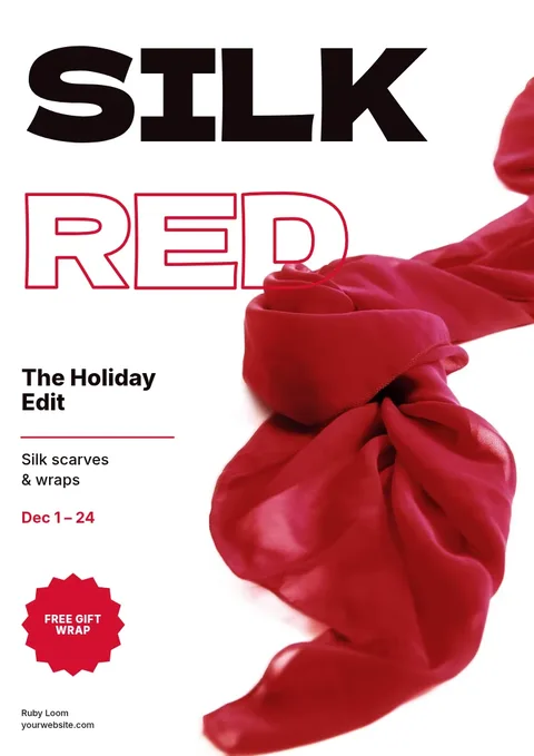 Crimson Silk Cover Poster – Poster template