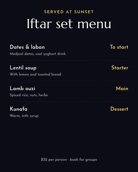 Iftar menu – Instagram post template