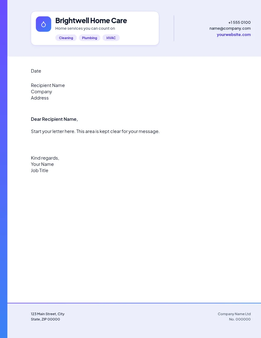Bright Strip Home Care Letterhead – Letterhead template