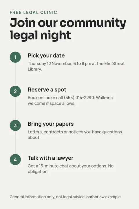 Free Legal Clinic Steps – Pinterest pin template