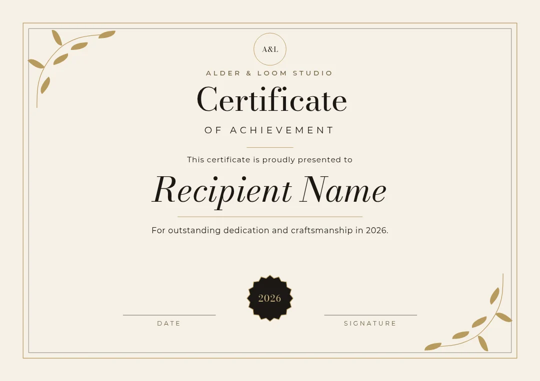 Gilded Leaf Maker Certificate – Certificate template