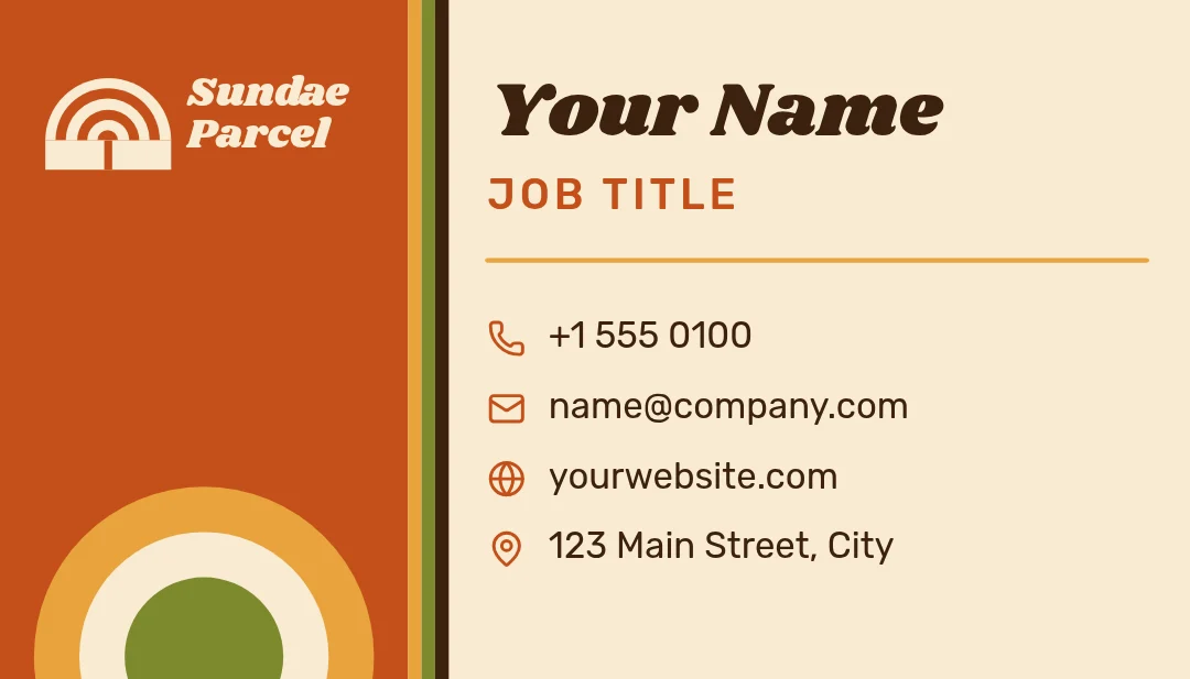 Sunny Rail Groove Card – Business card template, page 1