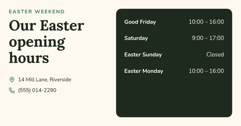 Easter opening hours – Facebook post template