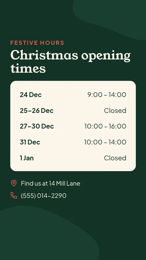 Christmas opening hours – Instagram story template