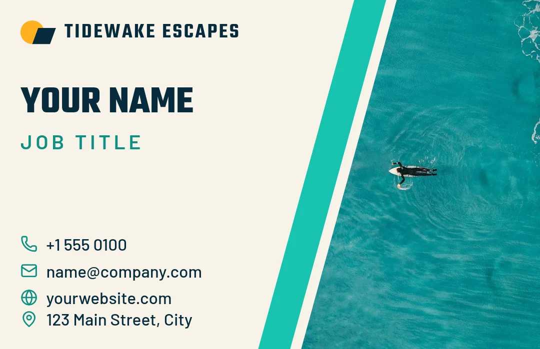 Tidewake Diagonal Travel Card – Business card template, page 1