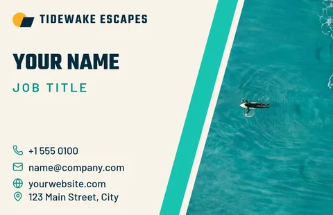 Tidewake Diagonal Travel Card – Business card template, 2 pages