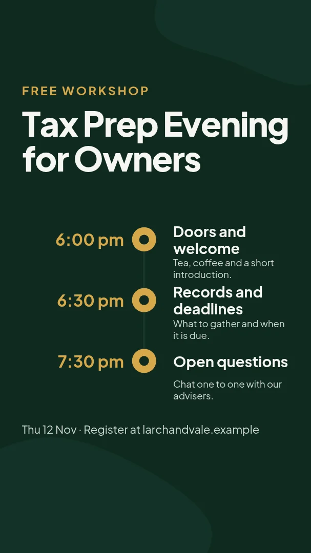 Tax Deadline Workshop Story – Instagram story template