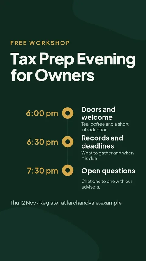 Tax Deadline Workshop Story – Instagram story template