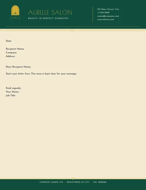 Emerald Deco Salon Letterhead – Letterhead template