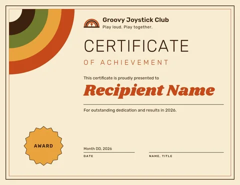 Sunrise Corner Achievement Award – Certificate template