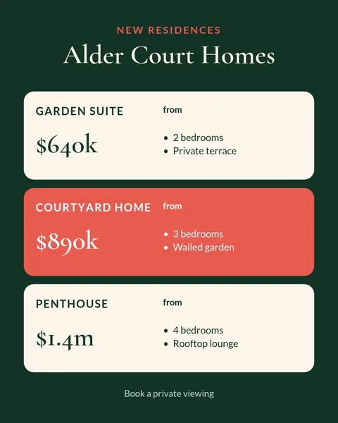 Garden Residence Price List – Instagram post template