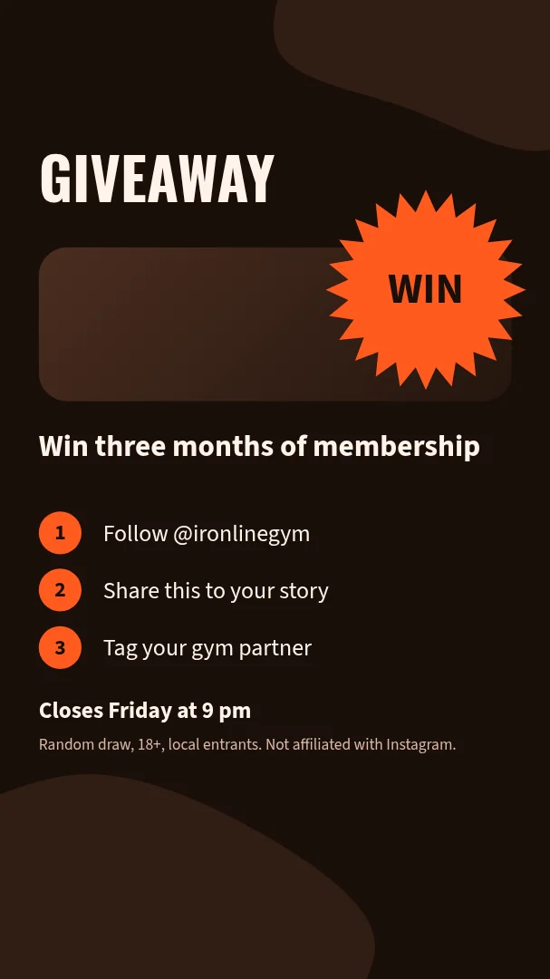 Gym giveaway – Instagram story template