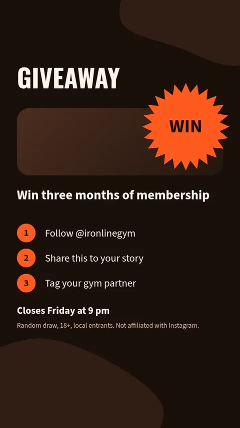 Gym giveaway – Instagram story template